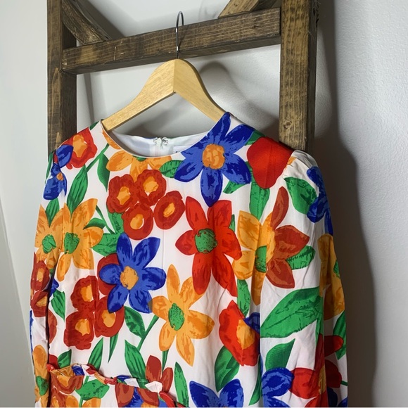 First Love Bubble Sleeve Floral Print Dress - Picture 2 of 5